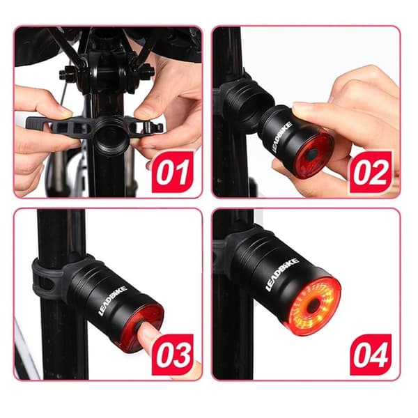 Intelligent LED-baklys USB-oppladbar sykkelbaklys bremsesensor KLB