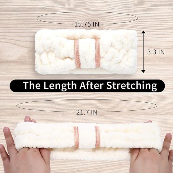 (Vit, Grå, Khaki) 4-pack Mikrofiber Hudvård Spa Hårband, Ansiktsrengörings Hårband för Kvinnor
