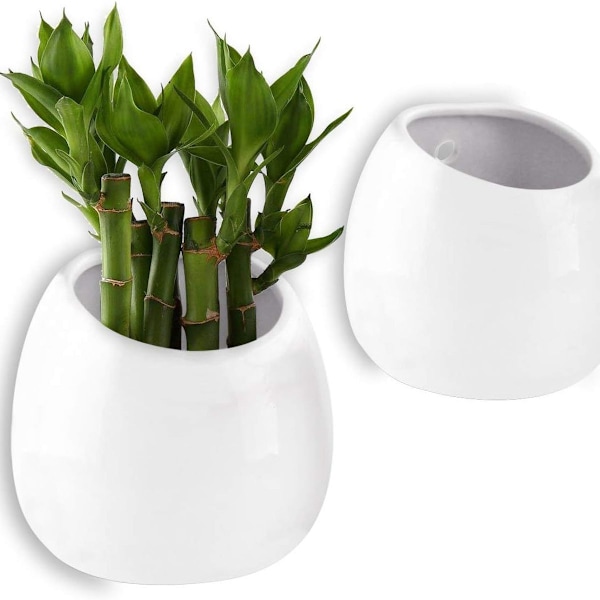 Blomkruka Väggmonterad Blomkruka Vit 10cm Keramik Set om 2 Väggdekor KLB