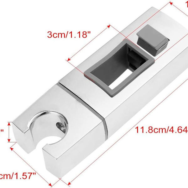 Skydebruserholder 18x30mm Rektangulær Krom ABS Håndbruserholder til