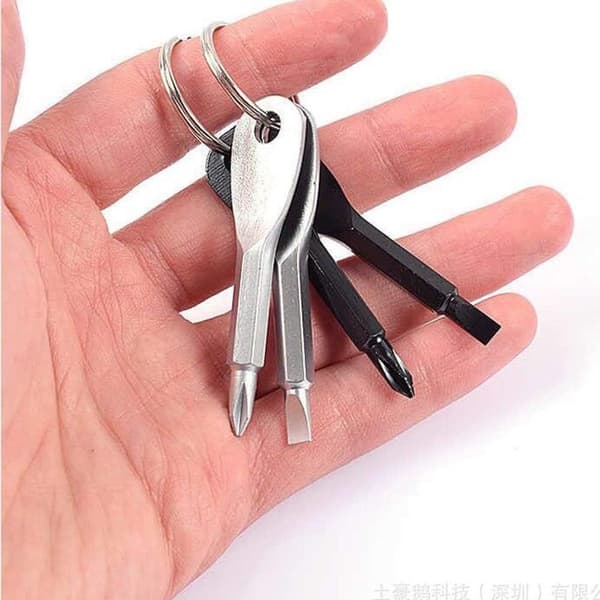 2-pack skruvmejsel nyckelring verktyg svart silver mini KLB