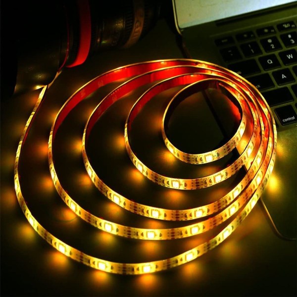 2m LED-strimmel, USB LED-strimmel med 24-tasters fjernbetjening