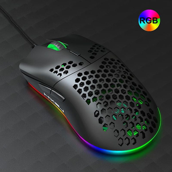 USB-kablet gamingmus RGB-gamingmus med seks justerbar DPI ergonomisk