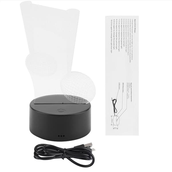 USB 4.5V 3W Sju Färger Lampa Bas Touch Switch 3D Akryl KLB