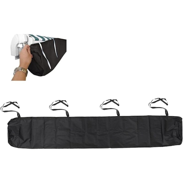 Dammskyddande markisöverdrag, markisöverdrag solskydd markis skyddsbag, med dragsko, för utomhus trädgård uteplats (storlek: 2,5 M, färg: svart) KLB