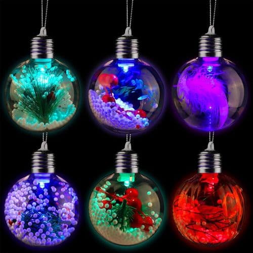 6-pack LED-julkula med ljus Julgranskula ljus