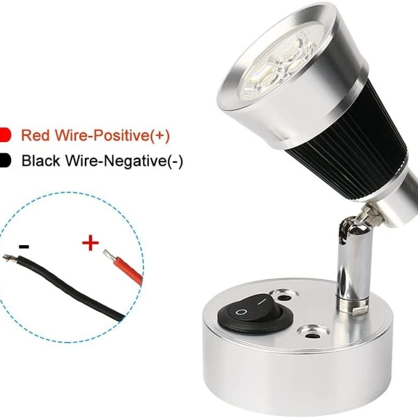 12V LED-spot veggleselampe, 2 stk. bil LED-lys, justerbar bryter, innfelt