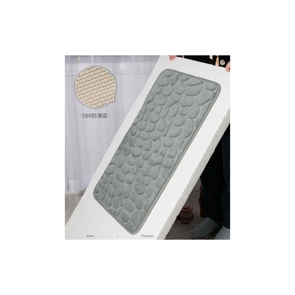 Pebbles Texture Polyester Rectangular Bath Mat, Quick Dry, Non-Slip, Carpet for Home, Bathroom, Kitchen, Bedroom (Pink, Size: 40x60cm) KLB