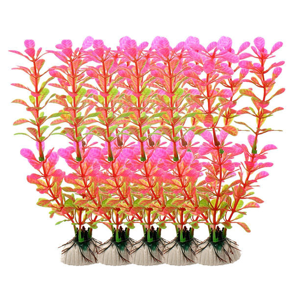 10 stk plastplanter kunstig lang plast akvarium rosa KLB