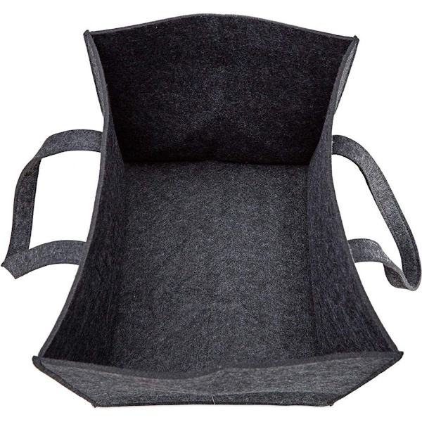 Vedkurv av filt, 36 x 26 x 10 cm, 2 håndtak, sammenleggbar, avisholder, KLB
