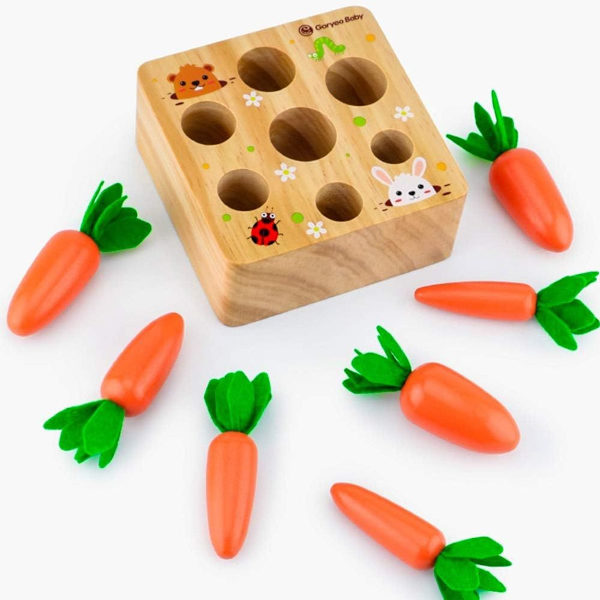 Porkkanoiden korjuupeli, puiset lelut pojille ja tytöille KLB