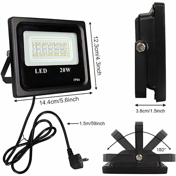 Erä 2 RGB LED -projektori 20W, väriprojektorivalo Bluetooth-ohjattu sovelluksen kautta sisä- ja ulkovalaistus IP66 vedenpitävä festivaali-iltaan KLB