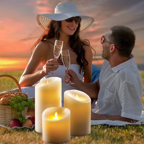 Da by Flameless Candles Flickering LED-ljus, Elfenbensvit, 3 KLB