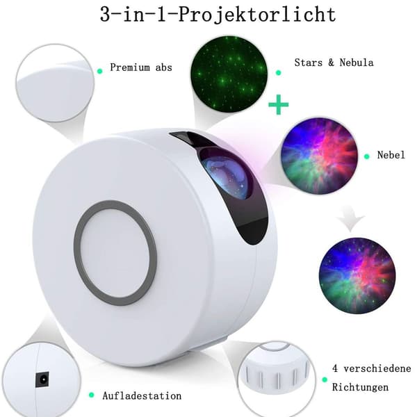 Stjernehimmelprojektor, LED-projektor stjernelys børnelys, stjerne KLB
