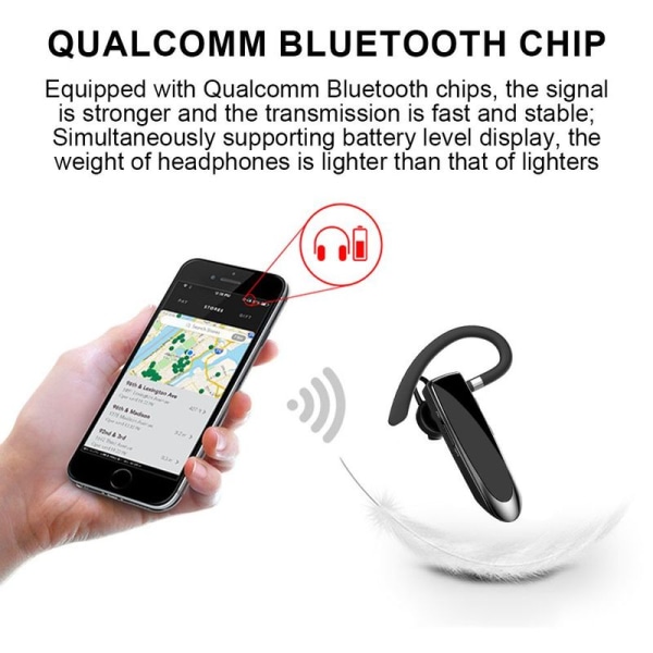 Bluetooth-øretelefoner V5.0 Trådløst håndfrit headset 24 timer Sort
