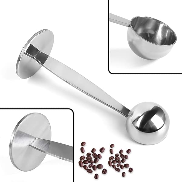Espresso-trykker og kaffemåleskje, rustfritt stål -