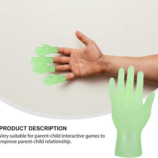 Små händer lyser i mörkret, 2 stycken fingerdockor mini fingerhänder med vänster