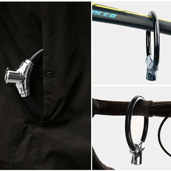 Cykel Lås, Kæde Lås, Mini Bærbar, Ren Sort