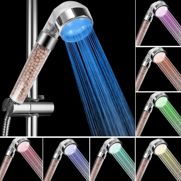 LED handdusch vattenbesparande duschhuvud temperatur 3 färgskiftande duschhuvud