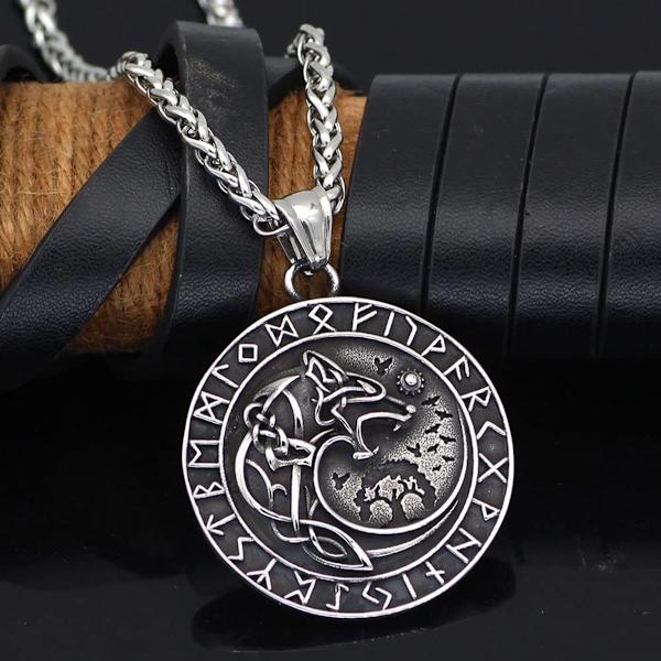 Ulveamulet Vedhæng Halskæde Mænds Smykker Nordisk Rustfrit Stål Kæde