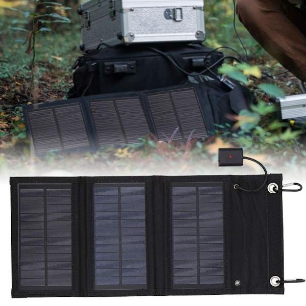 Bærbar solcellelader, sammenleggbart solcellepanel, 15W solcellebank