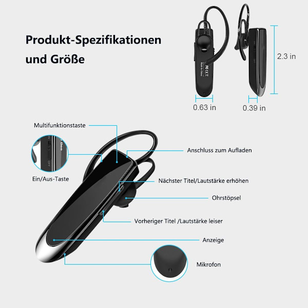 Bluetooth-kuulokkeet Bluetooth-kuulokkeet iPhone Android Gold