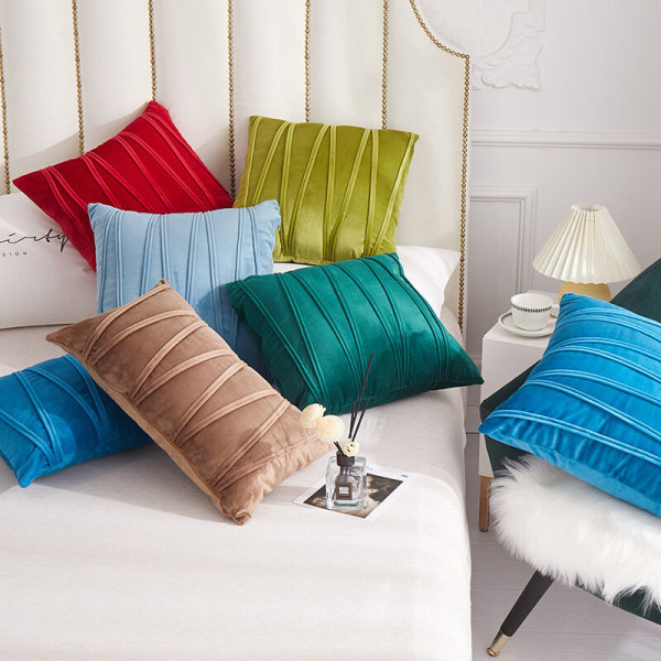 Sett med 2 putetrekk Tredimensjonale geometriske striper Fløyel Dekorativt putevar Hjem Stue Sofa Soverom (30x50cm, Lysebrun) KLB