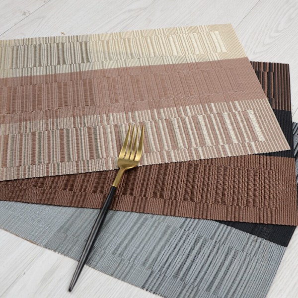 Placemats Placemats Placemats Non-Slip Washable PVC 30 x 45 cm, Heat Resistant Rigid Stain Resistant Set of 6(Beige) KLB