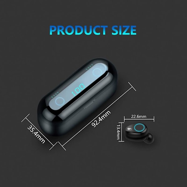 Bluetooth-ørepropper, F9 TWS trådløse Bluetooth 5.0-hodetelefoner,