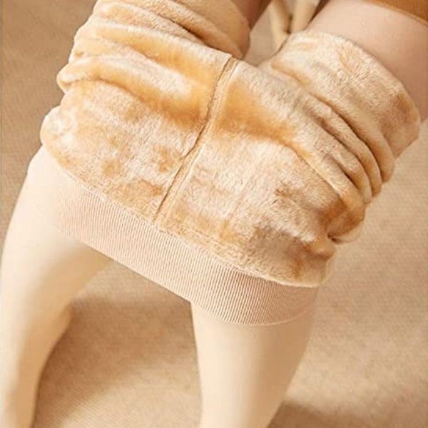 Kvinnors termiska tights med ogenomskinlig fleecefoder hudfärgade stift KLB