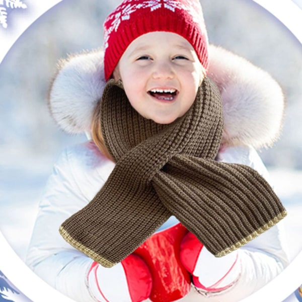 Stickad halsduk för barn Mode Enfärgad Mjuk Varm Toddler Brun Scarf