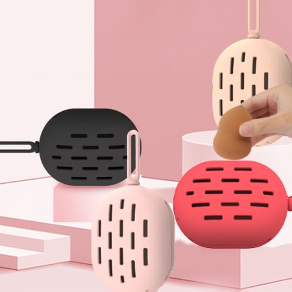 Makeup svampeholder til rejser, silikone beauty blender sort KLB