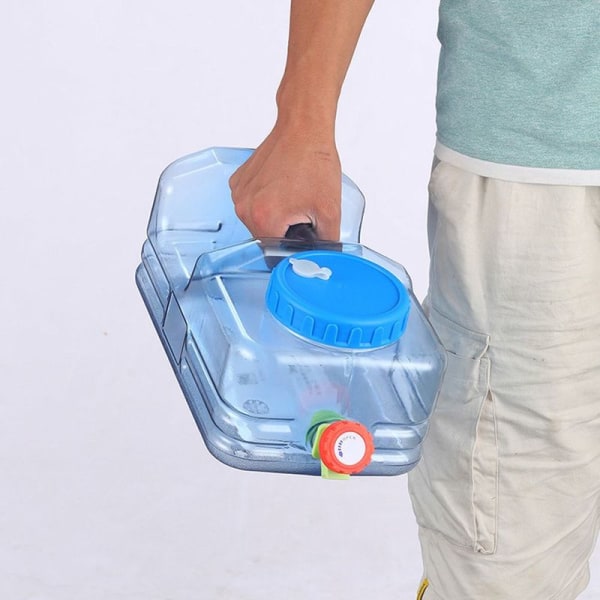 Vannbeholder, 10L vannbeholder med kran, campingvanntank med håndtak,