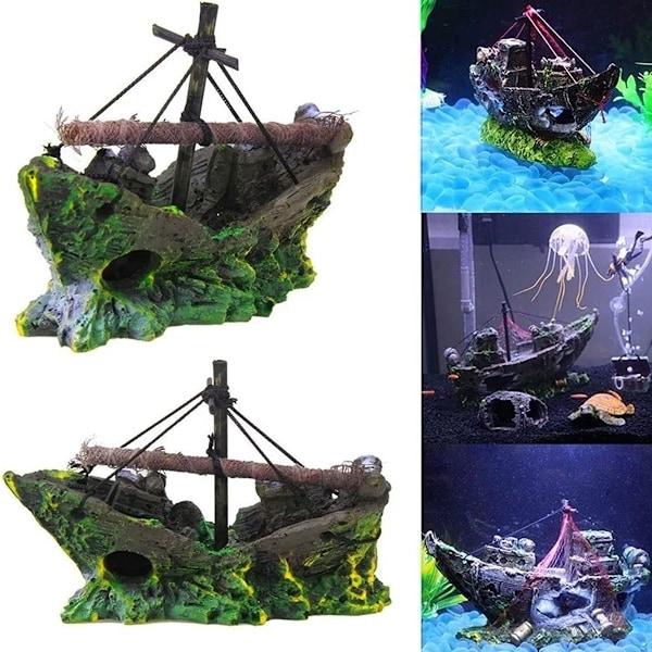 Fiskebåtdekorasjon akvarium harpiks fiskebåt akvarium ornamenter dekorasjon akvarium