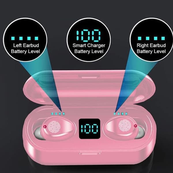 Trådløse Bluetooth 5.1 Oppladbare Vanntett IPX5 Ørepropper Rosa
