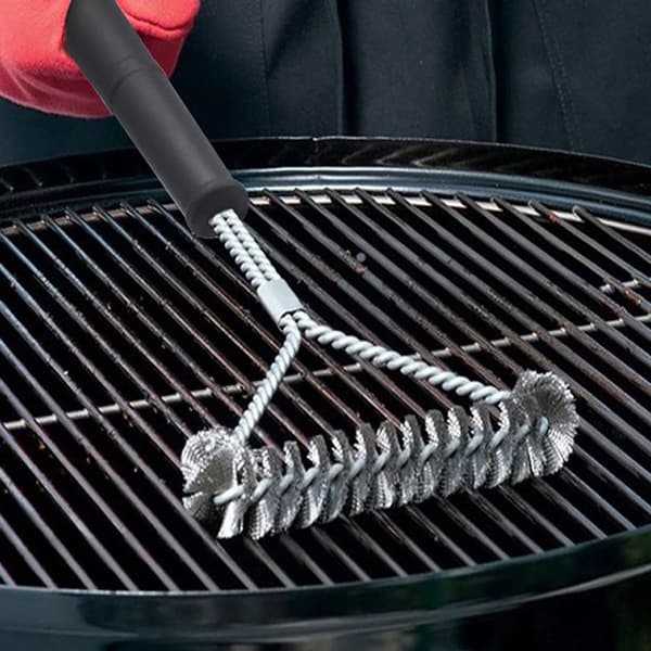 Grillbørste trefladet grillbørste, 37,5 cm, sort/sølv