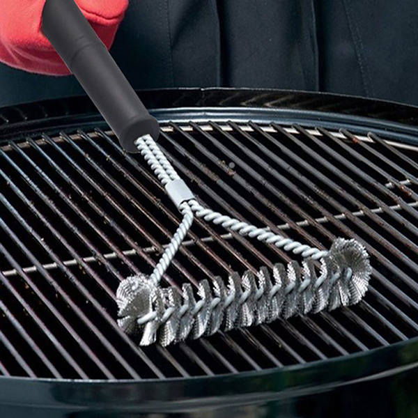 Grillborste tresidig grillborste, 37,5 cm, svart/silver