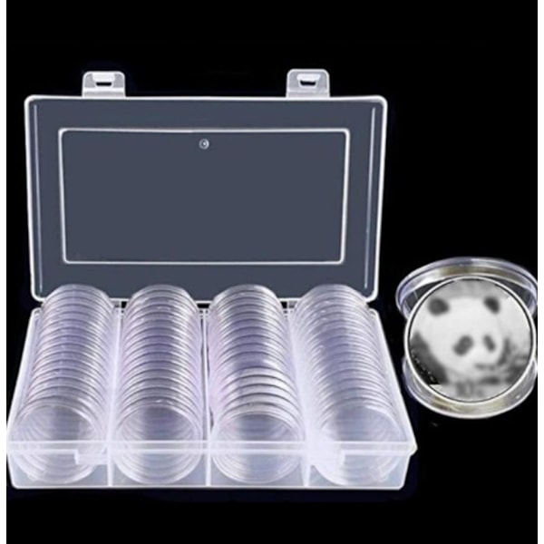 Förvaringsbehållare för silvermynt 40 mm för myntsamlare, 60-pack