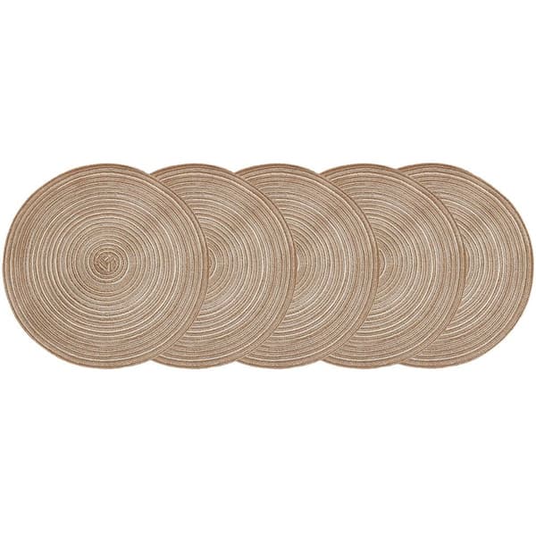 Runde plassmatter, Farmhouse Boho plassmatter, Stoff plassmatte, Rustikk brun