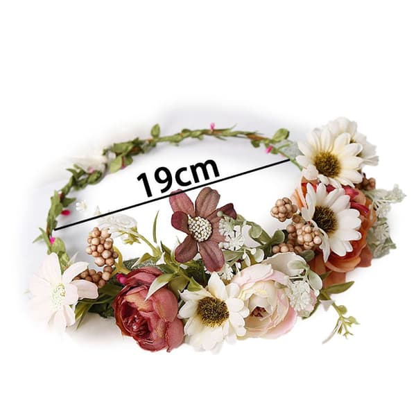 Boho Blomster Hodebånd Hårkrans Blomsterkrans Krone Halo Form2