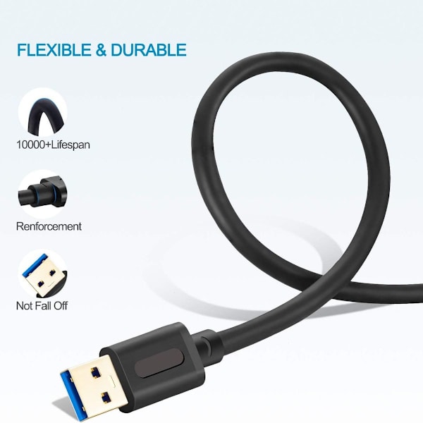 USB 3.0 A til A hannkabel 3ft, USB til USB-kabel USB hann til 6ft