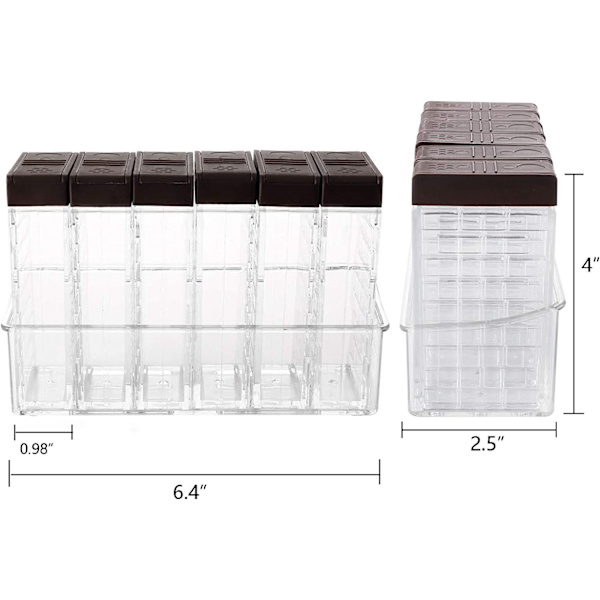 12-pack kryddburkar, kryddbox med lock, plastbehållare för kryddor, salt och peppar, transparent