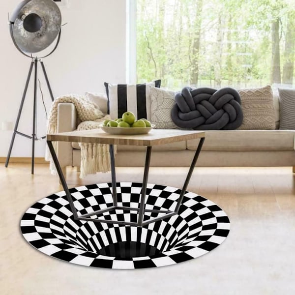 3D-tulostus pyöreä Vortex-illuusio liukastumaton olohuoneen matto lattialle ovelle 120