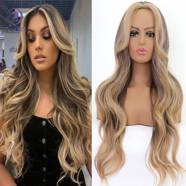 Blond lang kvinne parykk