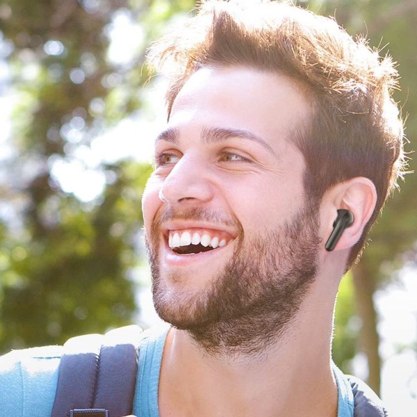 Bluetooth-hodetelefoner i øret, trådløse hodetelefoner med HiFi svart