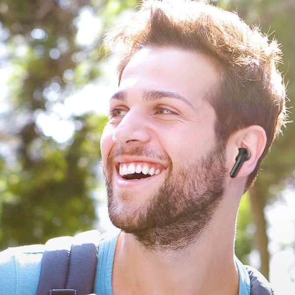 Bluetooth-hovedtelefoner i øret, trådløse hovedtelefoner med HiFi sort