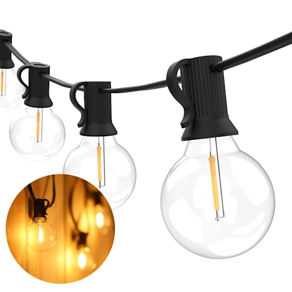 LED-valoköynnös ulkokäyttöön, puutarhavaloköynnös 2 vara-lampulla, sisä- ja ulkokäyttöön sopiva valoköynnös puutarhaan, terassille, häihin, juhliin, lämmin valkoinen