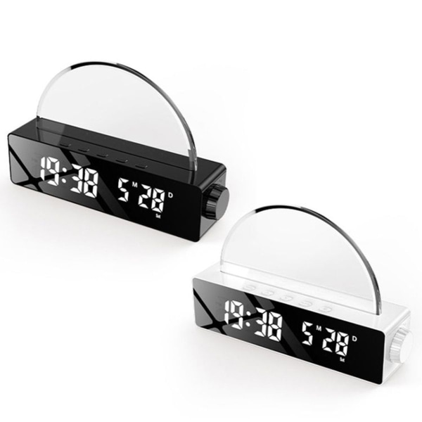 S286 Solnedgangslys, LED digital display, elektronisk klokke, USB-tilkobling, skrivebord