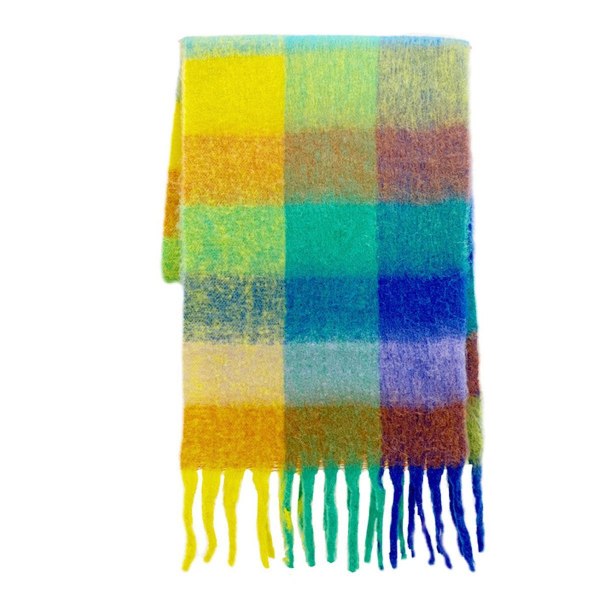 Stor Ternet Vintervarm Regnbue Cashmere-Sjal til Kvinder