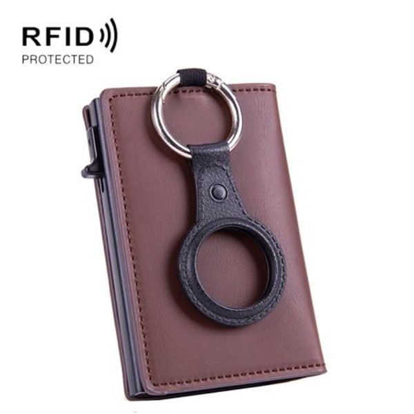 RFID Keychain Tracker Case Locator Korthållare plånbok för AirTag (brun